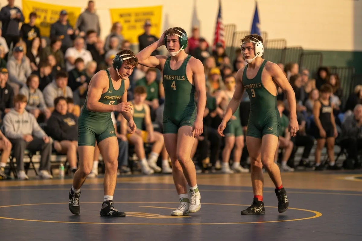 Varsity Boys Wrestling vs Lake Travis High School at Peregrine Field.
