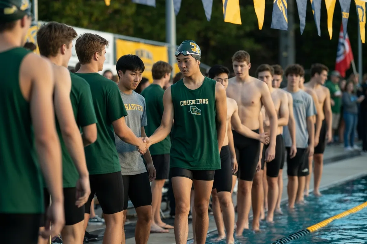 Varsity Boys Swimming vs Lake Travis High School at Peregrine Field.
