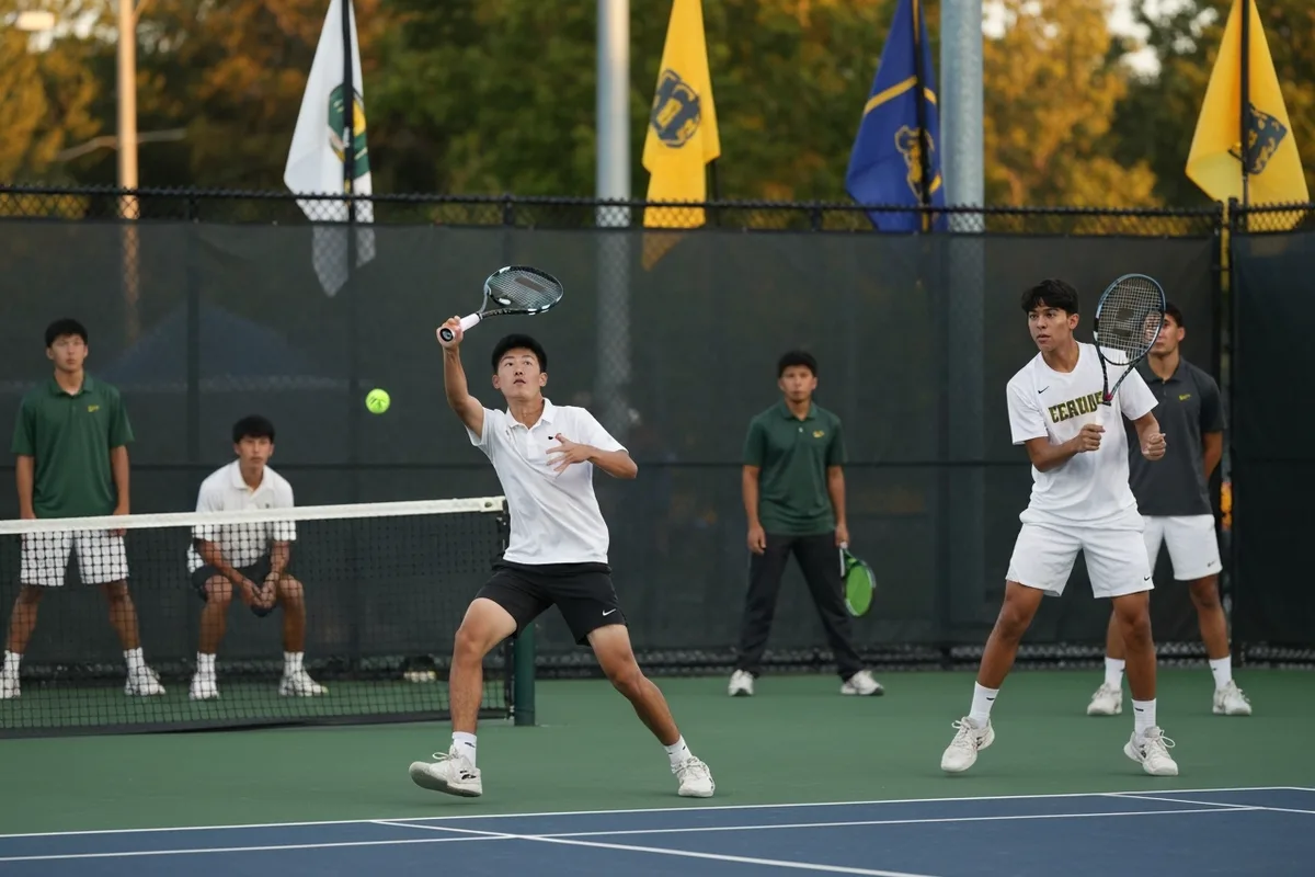Varsity Boys Tennis vs Crestwood High School at Peregrine Field.